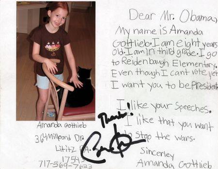 Lot #102 Barack Obama Signature on an 8-Year Old's Fan Letter - Image 1