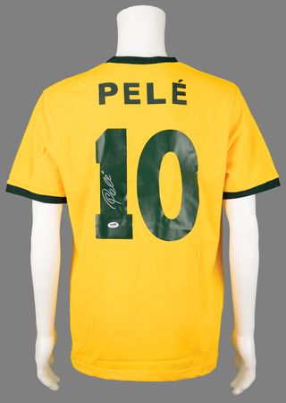 Lot #969 Pele Signed Soccer Jersey