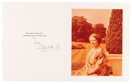 Lot #264 Elizabeth, Queen Mother Signed Christmas Card (1973) - Image 1