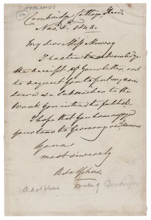 Lot #290 King George III Children (3) Autograph Letters Signed: Princess Augusta Sophia and Princes Adolphus and Augustus Frederick - Image 5