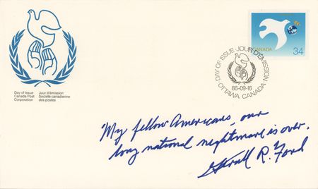 Lot #68 Gerald Ford Autograph Quotation Signed