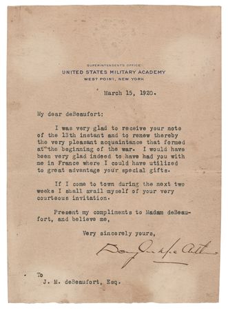 Lot #353 Douglas MacArthur Typed Letter Signed as
