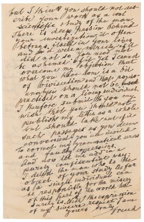 Lot #204 Sigmund Freud Autograph Letter Signed on Woodrow Wilson - 