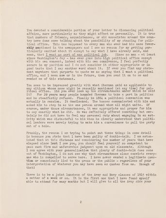 Lot #22 Dwight D. Eisenhower Writes to a Former West Point Classmate - 