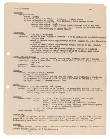 Lot #178 Malcolm X Prison Archive: (80+) Documents with an Autograph Letter Signed, Mug Shot Photograph, and Internal Records - Image 11