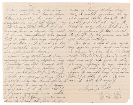 Lot #178 Malcolm X Prison Archive: (80+) Documents with an Autograph Letter Signed, Mug Shot Photograph, and Internal Records - Image 3