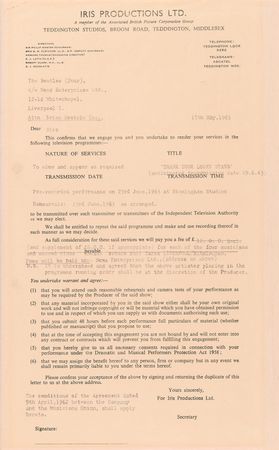 Lot #627 Beatles Signed 1963 'Thank Your Lucky Stars' TV Broadcast Production Title Card - Image 2