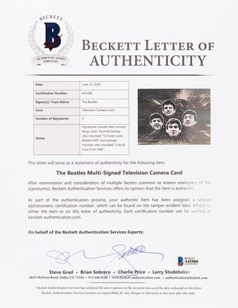 Lot #627 Beatles Signed 1963 'Thank Your Lucky Stars' TV Broadcast Production Title Card - Image 4