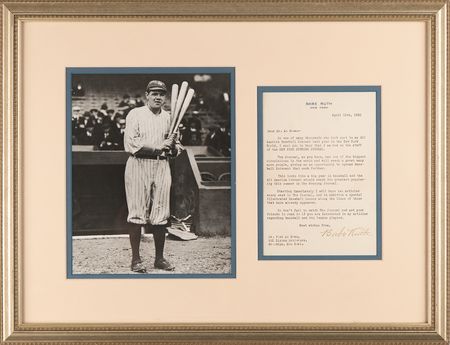 Lot #942 Babe Ruth Typed Letter Signed on His Newspaper Column: 