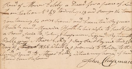 Lot #174 John 'Johnny Appleseed' Chapman Autograph Document Signed - Image 2