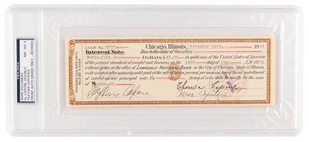 Lot #221 Al Capone Rare 1926 Twice-Signed 'Gold Coin' Chicago Bank Document - PSA/DNA NM-MT 8 - Image 2