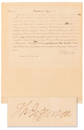 Lot #4 Thomas Jefferson Autograph Letter Signed on