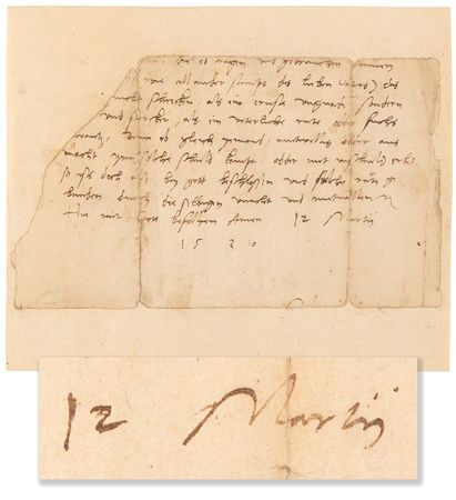 Lot #170 Martin Luther Partial Autograph Letter