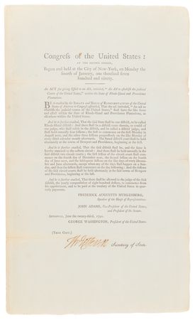 Lot #3 Thomas Jefferson Document Signed as Secretary of State - Act of Congress Organizing Rhode Island's US District Court - Image 2