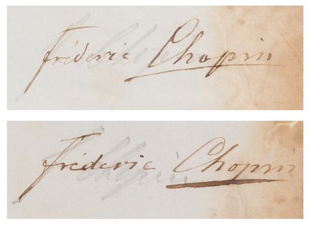 Lot #626 Frederic Chopin (2) Documents Signed, Selling Copyright to Five Famous Piano Compositions - Including Polonaise in A-flat major, Ballade No. 4, and Nocturnes - Image 1