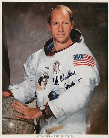 Lot #6331 Apollo 15 Display with Crew-Signed Cover and (2) Photographs Signed by Dave Scott and Al Worden - Image 2