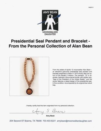 Lot #6228 Presidential Seal Pendant and Bracelet - From the Personal Collection of Alan Bean - Image 3