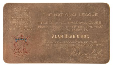 Lot #6223 National League of Professional Baseball Clubs Lifetime Pass - From the Personal Collection of Alan Bean - Image 1