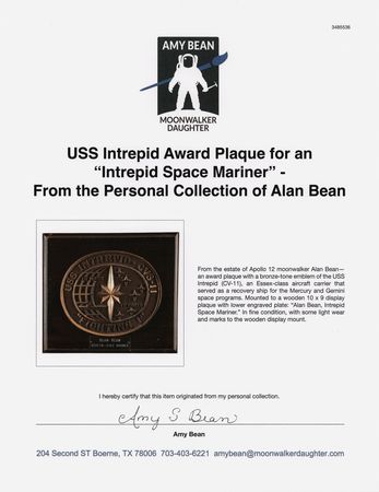 Lot #6241 USS Intrepid Award Plaque for an 