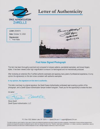 Lot #6265 Fred Haise Signed Oversized Photograph - Image 3