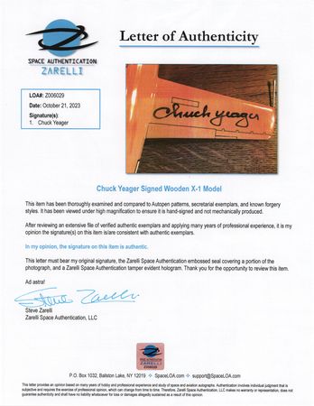 Lot #6002 Chuck Yeager Signed ?Glamorous Glennis? Bell X-1 Model - Image 7