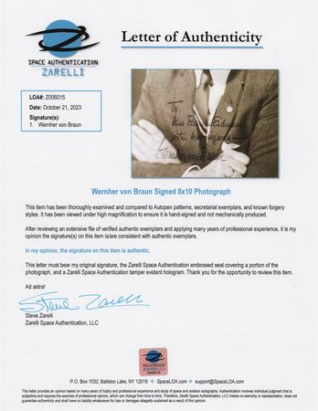 Lot #6417 Wernher von Braun Signed Photograph - Image 3