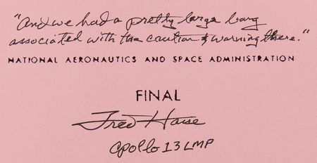 Lot #6261 Fred Haise Signed Apollo 13 Final Flight Plan - Image 2