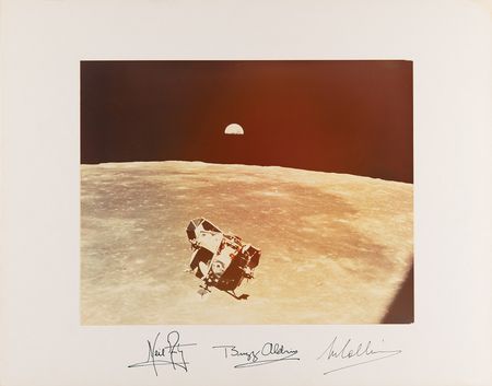 Lot #6122 Apollo 11 Signed Oversized NASA Photograph - Pristine Uninscribed Display - Image 1
