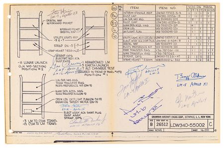 Lot #6373 Astronauts Multi-Signed (10) Apollo Lunar Module Schematic - From the Collection of Gordon Cooper - Image 2