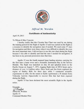 Lot #6337 Apollo 15 Flown and Training-Used Star Chart - From the Personal Collection of Al Worden - Image 2