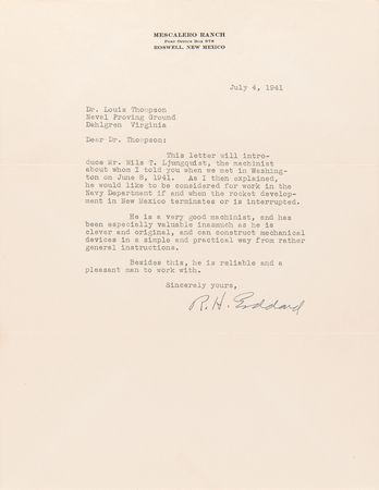 Lot #6460 Robert H. Goddard War-Dated Typed Letter Signed - Image 2
