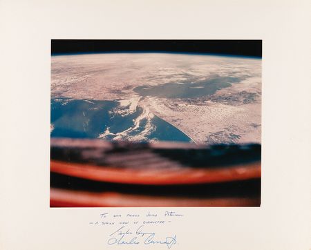 Lot #6052 Gemini 5 Signed Oversized NASA Photograph - Image 1