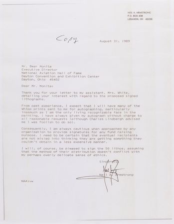 Lot #6125 Neil Armstrong Signed Limited Edition Lithograph - 'Spirit of Flight' - Image 3