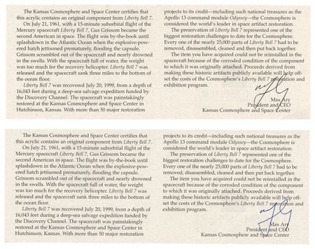 Lot #6021 Liberty Bell 7 Flown Component - Image 6