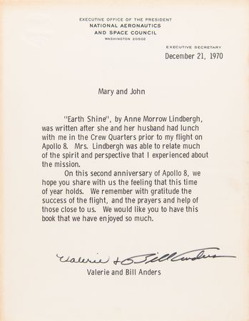 Lot #6087 Bill Anders Signed Book and Typed Letter Signed: 