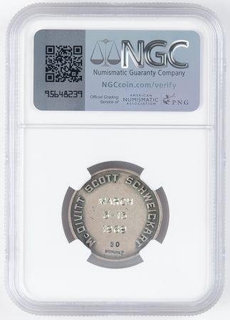 Lot #6097 Apollo 9 Flown Robbins Medallion - NGC MS 66 - From the Personal Collection of Jim McDivitt - Image 2