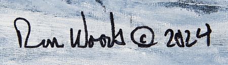 Lot #6499 Ron Woods Original Apollo 11 'Visor Shot' Painting - Image 2