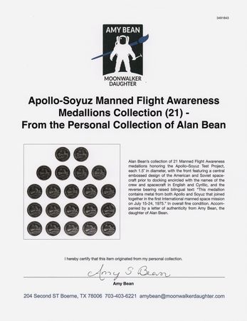 Lot #6433 Apollo-Soyuz Manned Flight Awareness Medallions Collection (21) - From the Personal Collection of Alan Bean - Image 5