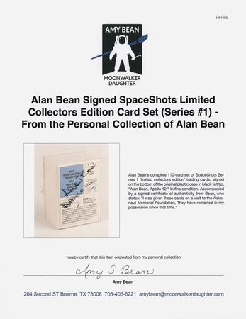 Lot #6203 Alan Bean Signed SpaceShots Limited Collectors Edition Card Set (Series #1) - From the Personal Collection of Alan Bean - Image 5