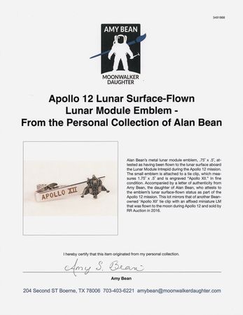 Lot #6181 Apollo 12 Lunar Surface-Flown Lunar Module Emblem - From the Personal Collection of Alan Bean - Image 3