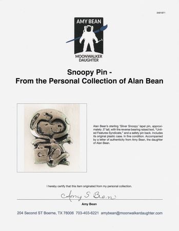 Lot #6235 Snoopy Pin - From the Personal Collection of Alan Bean - Image 3