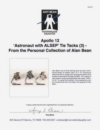 Lot #6187 Apollo 12 'Astronaut with ALSEP' Tie Tacks (3) - From the Personal Collection of Alan Bean - Image 3