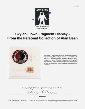 Lot #6426 Skylab Flown Fragment Display - From the Personal Collection of Alan Bean - Image 5