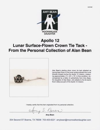 Lot #6178 Apollo 12 Lunar Surface-Flown Crown Tie Tack - From the Personal Collection of Alan Bean - Image 3