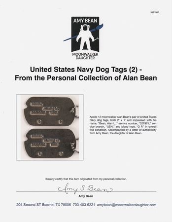 Lot #6240 United States Navy Dog Tags (2) - From the Personal Collection of Alan Bean - Image 2
