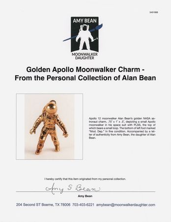 Lot #6213 Golden Apollo Moonwalker Charm - From the Personal Collection of Alan Bean - Image 3