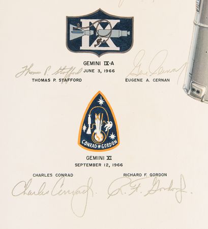 Lot #6031 Project Gemini Mission Insignia Painting, Fully Signed by All 16 Gemini Astronauts (Personally Obtained by Gene Cernan) - Image 4