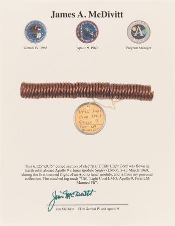 Lot #6092 Apollo 9 Flown Electrical Utility Light Cord - From the Personal Collection of Jim McDivitt - Image 4