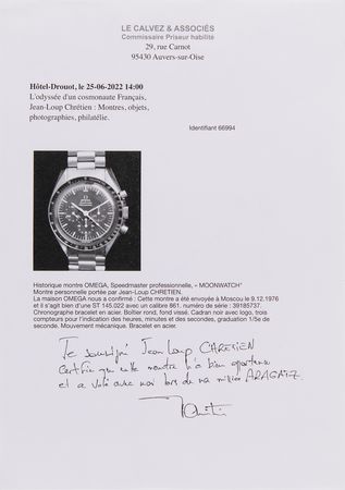 Lot #6514 Mir Aragatz: Jean-Loup Chretien's Flown Omega Speedmaster Pro Watch - Image 6