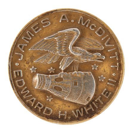 Lot #6039 Gemini 4 Flown Gold-Plated Fliteline Medallion - From the Collection of Bailey K. Howard - Image 1